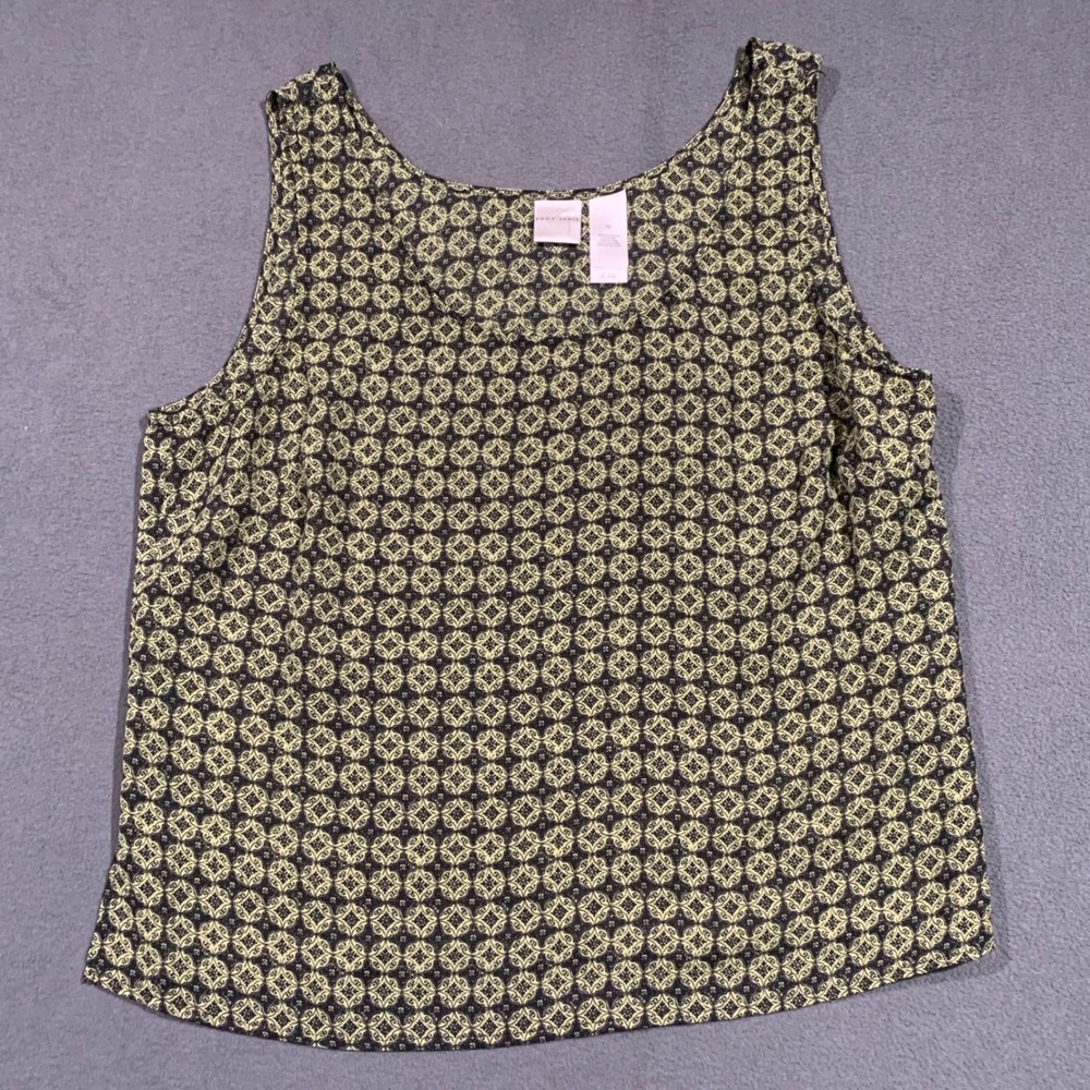 Emma James Women's Top Size 16 Sleeveless Blouse Geometric Print Green Black